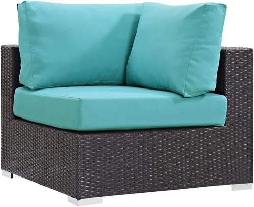 Miniatura 19 de Modway EEI-1911-EXP-ORA Convene - Muebles otomanos cuadrados de tela para patio, muebles de exterior, color naranja espresso Espresso Naranja