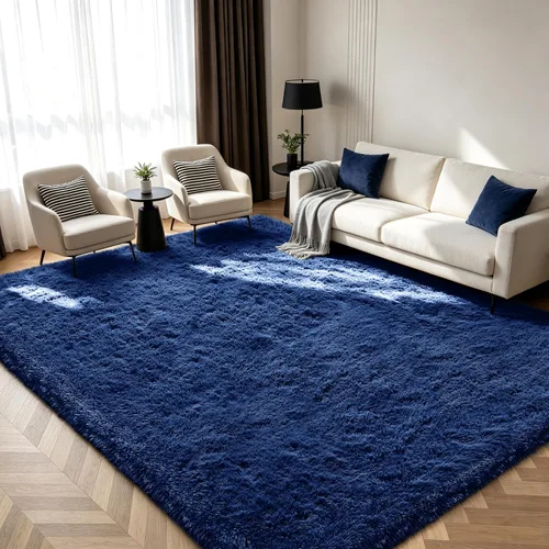 Miniatura 22 de Alfombra peluda para dormitorio, sala de estar, 2 x 6 pies, antideslizante, esponjosa, suave, alfombra lanuda beige y blanca para sala de estar