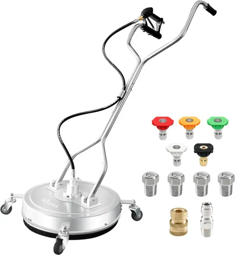 Miniatura 12 de RAYNEL Limpiador de superficies de lavadora a presión de 14 pulgadas con 4 ruedas, carcasa de acero inoxidable, conector rápido de 1/4 pulgadas, 2