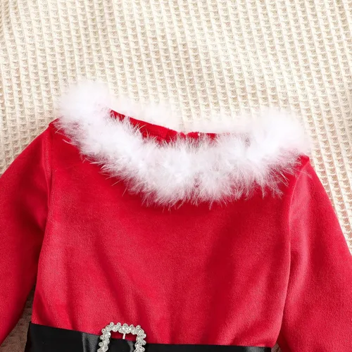Miniatura 3 de Conjunto de diademas de vestido de princesa de forro polar de Navidad para niñas pequeñas, trajes de otoño para niñas pequeñas