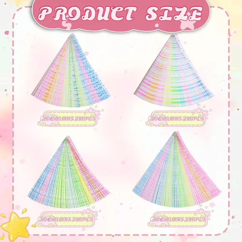 Miniatura 2 de Wowagoga 840 hojas de papel luminoso de origami en tiras con 4 patrones para doblar estrellas de papel estrellas de la suerte para manualidades DIY