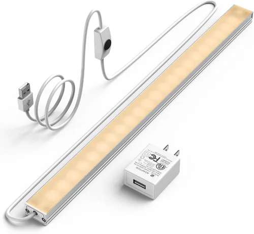 Miniatura 16 de ASOKO Iluminación LED para debajo del gabinete, barra de tira de luz de 12 pulgadas, luz blanca fría 6000 K regulable con enchufe USB, pequeña