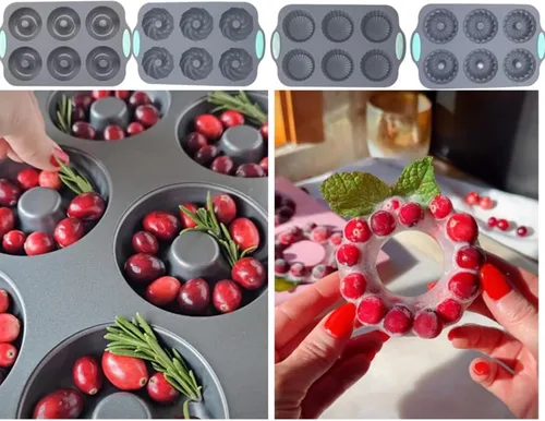 Miniatura 2 de Molde de hielo de corona, bandeja de cubitos de hielo de corona navideña de silicona y conjunto de moldes de copos de nieve, moldes de chocolate