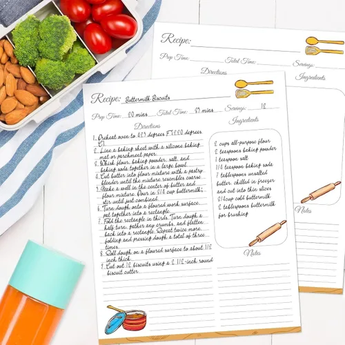 Miniatura 4 de Carpeta de recetas de 8.5 x 11 pulgadas, 3 anillos, libro de recetas para escribir en tus propias recetas, carpeta de recetas de página completa