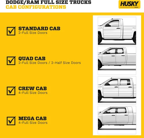 Miniatura 10 de Husky Liners Weatherbeater Alfombrillas para el Suelo Compatible con Dodge Ram 1500 2002-2024 (Solo Carrocería Clásica 19-24) Ver Descripción