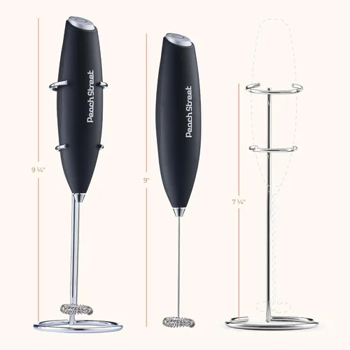 Miniatura 8 de Potente espumador de leche de mano, mini varita espumadora de leche, mezclador de bebidas de acero inoxidable con pilas, soporte para espumador