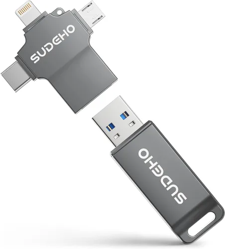 Miniatura 10 de Memoria USB USB con certificación MFi para iPhone, memoria externa 4 en 1 para ahorro de video y copia de seguridad (rosa rosa, 256 GB)
