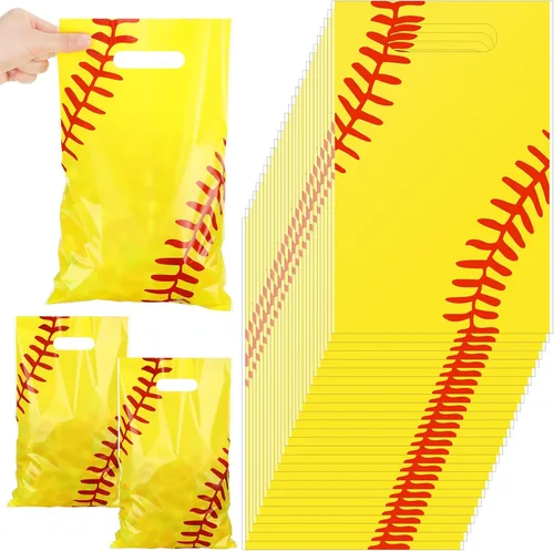 Miniatura 9 de Sinmoe 50 bolsas de golosinas de fútbol de 7.9 x 11.8 pulgadas, bolsas de plástico para regalos de fiesta, bolsas de regalo temáticas deportivas