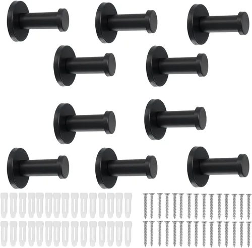 Miniatura 26 de Ganchos para toallas de baño, paquete de 6 ganchos redondos para abrigos, gancho resistente para bata montado en la pared, colgador de ropa Cromo