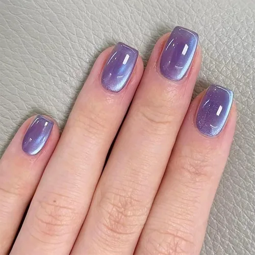Miniatura 14 de Uñas postizas a presión de Navidad, color rojo vino, uñas postizas cuadradas medianas con diseño degradado, cobertura completa, acrílico brillante