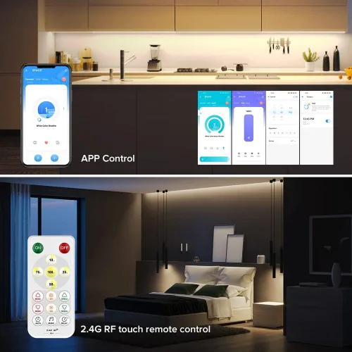 Miniatura 2 de COB - Tira de luz LED de 12 V, 4000 K, tiras de mazorca blanca natural con control remoto/aplicación, controlador Bluetooth, 16.4 pies, CRI 90+