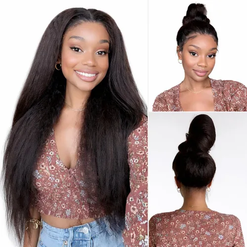 Miniatura 21 de Bling Hair - Pelucas de cabello humano lacio sin pegamento de 13 x 6 para mujer, peluca con cordón mejorada, densidad del 180%, peluca frontal