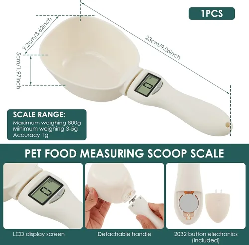 Miniatura 7 de Cuchara medidora digital, cuchara medidora electrónica 4 en 1 con pantalla LED y mango extraíble, báscula de alimentos para hornear, báscula