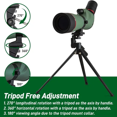 Miniatura 7 de Gosky Alcance de observación, alcance de 20-60x60 para tiro al objetivo, caza y observación de aves, BAK4 de alta definición, mira en ángulo