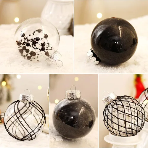 Miniatura 7 de Juego de adornos de bola de Navidad, 20 unidades, grandes, color negro transparente, inastillables, 3.150 in/3.15 pulgadas, adornos de Navidad