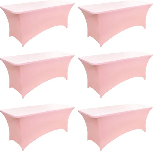 Miniatura 22 de Paquete de 2 Cubiertas de Mesa de Spandex de 4 pies para Mesas Plegables Rectangulares - Manteles Elásticos Ajustados Resistentes a las Arrugas