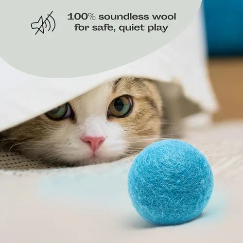 Miniatura 6 de MEOWFIA Juguetes de bolas de lana, paquete de 6 pelotas seguras para gatos y perros pequeños, juguete de lana de fieltro de 1.5 pulgadas para gatos
