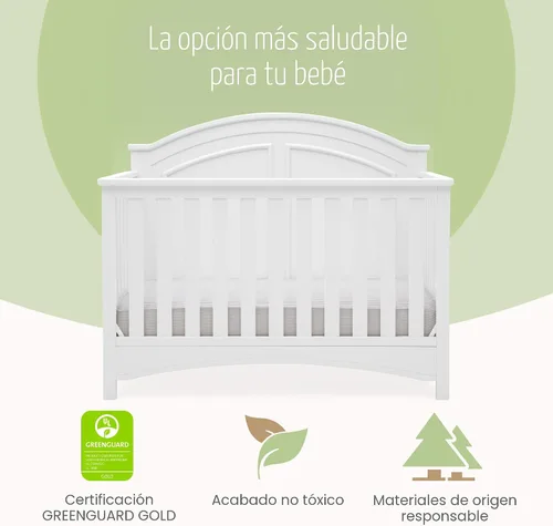 Miniatura 5 de Delta Children Perry, cuna convertible 6 en 1, con certificado Greenguard Gold, color blanco Bianca