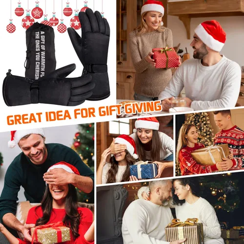 Miniatura 6 de Guantes térmicos para hombres y mujeres, guantes térmicos recargables con calefacción impermeable para motocicleta de invierno, guantes cálidos