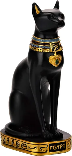 Miniatura 6 de NileCart - Estatua de diosa de gato negro egipcio Bastet, pequeña, 3.5 pulgadas Hecho a mano en Egipto, resina negra, figura coleccionable