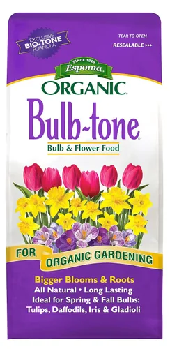 Espoma Organic Bulb-Tone 3-5-3 Fertilizante natural y orgánico y alimento vegetal para todos los bulbos de primavera y otoño. Bolsa de 4 libras. Uso