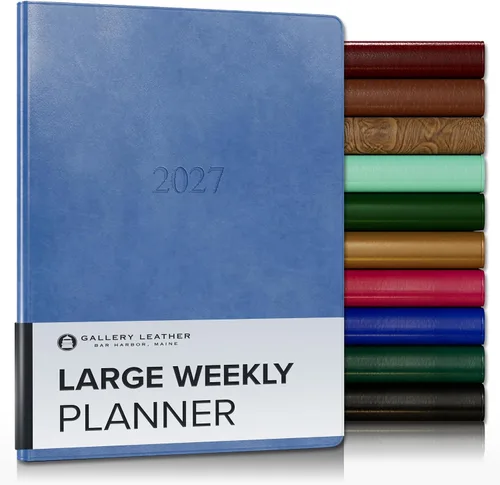 Miniatura 161 de Gallery Leather Agenda semanal y mensual grande 2025-2026, agenda y cuaderno con elegantes bordes de página dorados dorados, 12 meses, cactus Cactus