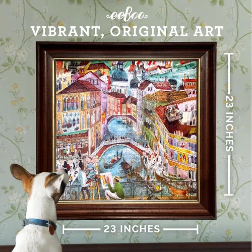 Miniatura 4 de eeBoo Rompecabezas de 1000 piezas, rompecabezas de artistas en Venecia para adultos, cuadrado de 23 x 23 pulgadas, fabricado con tablero reciclado