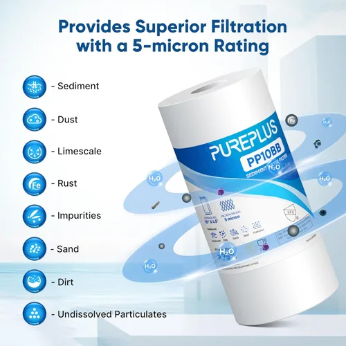 Miniatura 5 de PUREPLUS Cartucho de repuesto de filtro de agua para sedimentos para toda la casa de 5 micrones de 10 x 4.5 pulgadas para Culligan RFC-BBSA, HD-950