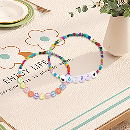 Miniatura 6 de 700 cuentas redondas de acrílico árabe de 0 a 9 números de cada color, 100 cuentas para manualidades con agujeros para pulseras, fabricación