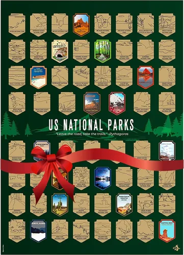Miniatura 9 de Póster original para raspar los parques nacionales de Estados Unidos con herramienta de rascar, paquete de tubo a prueba de daños listo para regalo