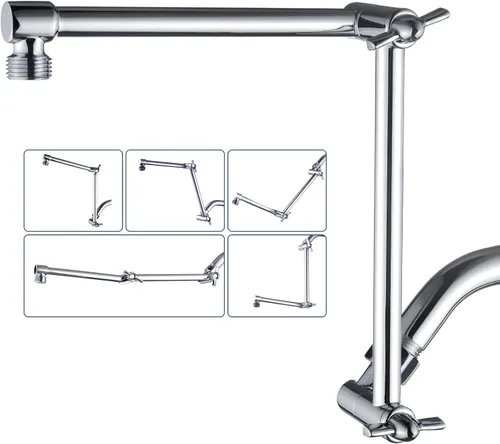 Miniatura 18 de BRIGHT SHOWERS Extensor de brazo de ducha de latón para lluvia y cabezal de ducha de mano, brazo de extensión universal de 14 pulgadas, altura