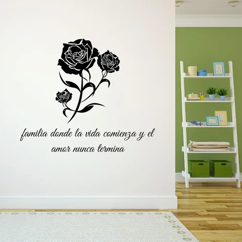Miniatura 3 de Design With Vinyl Adhesivos de pared españoles para sala de estar familiar - Familia donde la vida comienza y el amor nunca termina Family Love