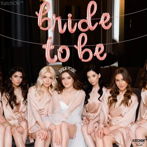 Miniatura 5 de KatchOn, Globos de oro rosa con texto en inglés "Bride To Be", 16 pulgadas, globos de despedida de soltera para decoraciones de despedida