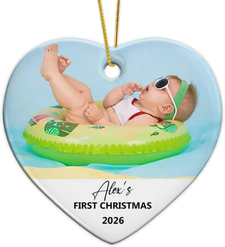 Miniatura 15 de Adorno de Navidad con foto personalizada 2025 para la familia, aniversario como el señor y la señora abuelos, carga cualquier imagen, cualquier foto