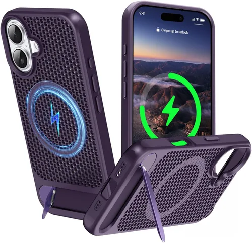 Miniatura 35 de Funda magnética de disipación de calor para iPhone 13 Pro Max, para MagSafe, protección contra caídas Coolingf, funda con función atril ajustable
