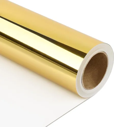 NESCCI Papel de regalo metálico dorado, papel de color sólido, papel de regalo perfecto para bodas, día de San Valentín, cumpleaños, Navidad, baby