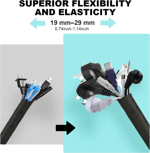 Miniatura 2 de AGPTEK Funda de cable, telar de alambre automotriz, resistente al calor, cubierta de protección de cable de tubo de manga dividida trenzada