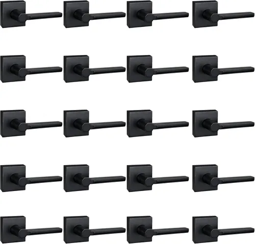 Miniatura 29 de Manija de Puerta de Paso (Sin Cerradura), Mango Cuadrado Interior de Servicio Pesado para Pasillo y Closet, Negro Mate, Reversible para Diestros