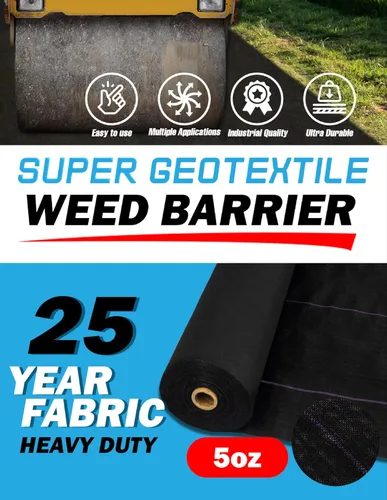 Miniatura 8 de Super Geotextile Tela profesional de barrera de malezas geotextil de 5 onzas, tela de paisaje resistente para jardinería, paisajismo, tela