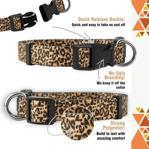Miniatura 4 de Native Pup Collar de perro con estampado de leopardo para regalos femeninos, cachorro hembra, bonito patrón africano de diseñador (grande, leopardo)