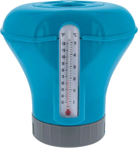 U.S. Pool Supply Dispensador flotante de cloro para piscina con termómetro – Clorador flotante de 8 pulgadas de diámetro, gran capacidad para