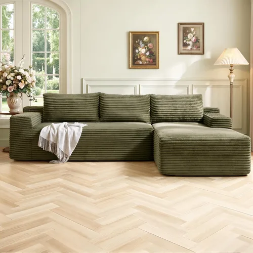 Miniatura 26 de Sofá seccional modular de 110", sofá seccional Cloud con asiento profundo, sofás tapizados sin huesos para sala de estar, sofá modular moderno