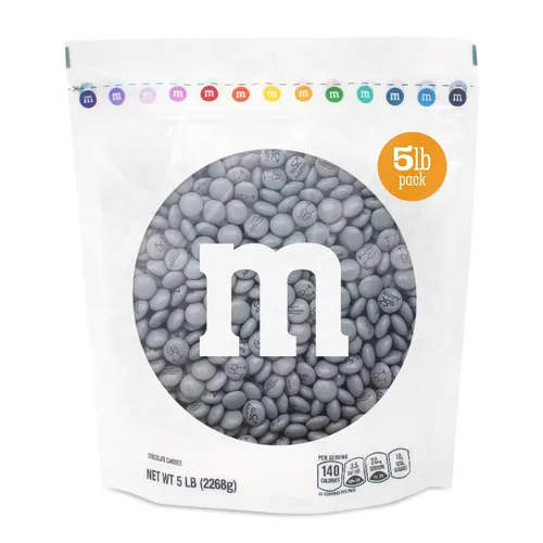 M&M'S Caramelo de chocolate con leche prediseñado para el 25 aniversario, 5 libras de dulces a granel perfectos para fiestas de aniversario de