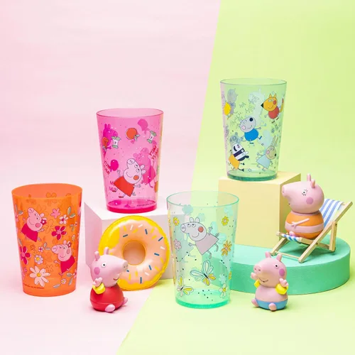 Miniatura 8 de Zak Designs Peppa Pig - Juego de vasos anidables para el hogar, vasos de plástico sin BPA de 14.5 onzas, paquete de 4