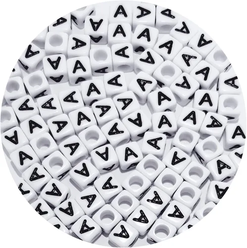 Cuentas cuadradas de letras acrílicas de 0.236 x 0.236 pulgadas, cuentas A del alfabeto para pulseras, joyería, llavero DIY, 100 unidades