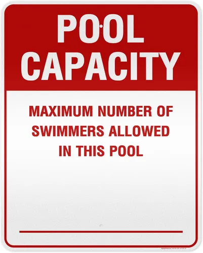 Miniatura 19 de Número máximo de nadadores permitidos en este cartel de piscina, 7 x 10 pulgadas, libre de óxido, aluminio 040, resistente a la decoloración