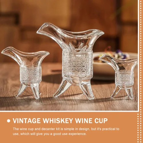 Miniatura 7 de Zerodeko Juego de vasos de chupito retro vintage antiguo bebiendo como un antiguo rey reina jue, dispensador de vasos de vidrio decantador para Soju