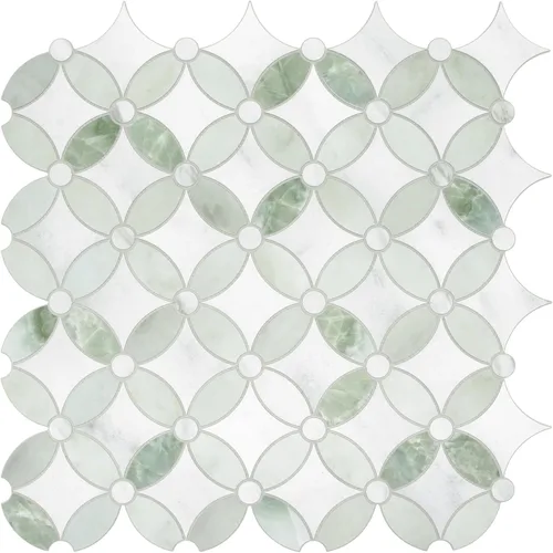 SUNWINGS Azulejo de Salpicadero de 10 Hojas Despegar y Pegar Coin Waterjet, 11.2" x 11.2" Aspecto de Mármol Verde Azulejo Autoadhesivo de Pared para