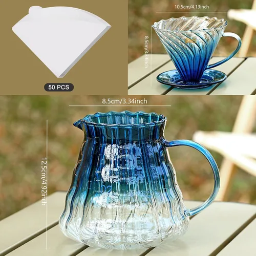 Miniatura 2 de Bincoo Juego de cafetera para verter con gotero tamaño 0.1 fl oz, juego de servidor de café de vidrio cónico de 60 ángulos con soporte y papel