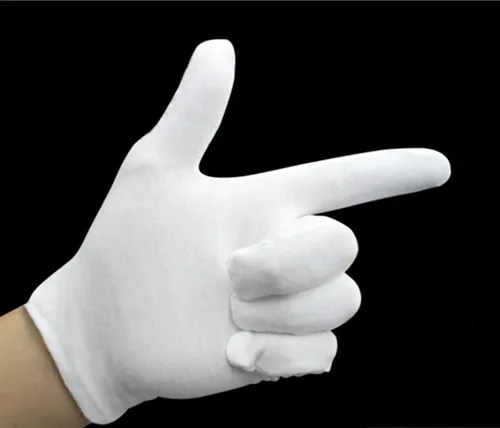 Miniatura 3 de DH - 12 pares de guantes de algodón blanco suaves, guantes de trabajo elásticos para inspección de joyas